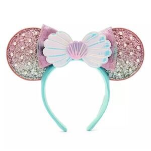 Disney Ariel The Little Mermaid Seashell Pearl Glitter Minnie Mouse Ear Headband